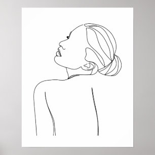 Minimalist Beautiful Woman Line Art Poster