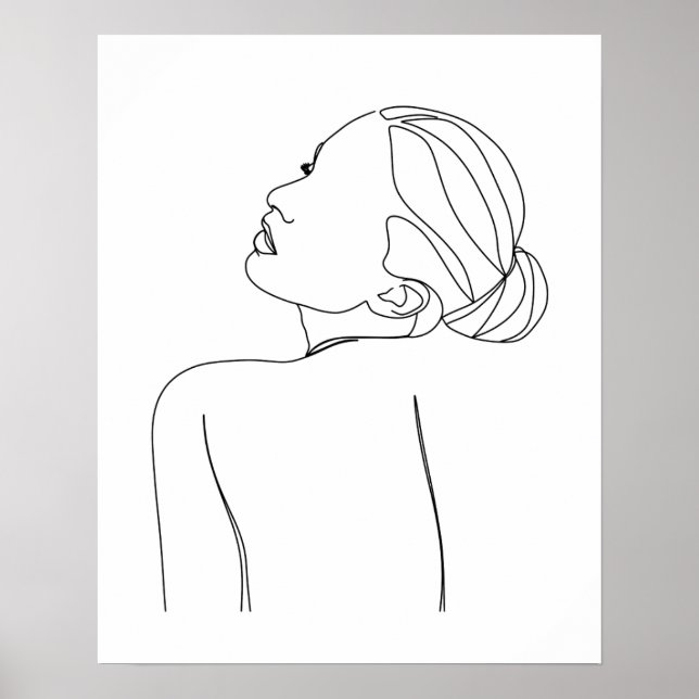 Minimalist Beautiful Woman Line Art Poster (Front)