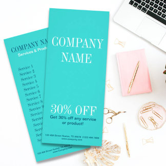 Minimalist beauty makeup artist hair salon teal rack card