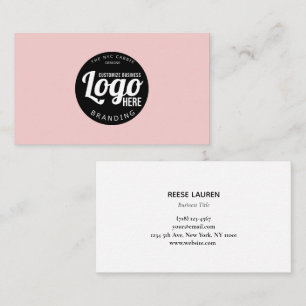 Minimalist Beauty Pink Business Card With Logo