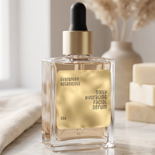 minimalist beauty product label black on gold