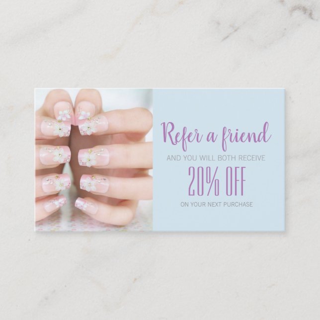 Minimalist beauty salon Nail Salon Referral Card (Front)