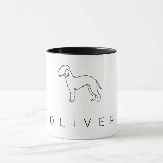 Minimalist Bedlington Terrier Line Art  Mug (Center)