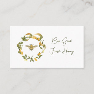 Minimalist Bee and Wreath Beekeeper Business Card
