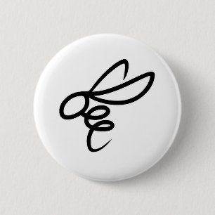 Minimalist Bee Line Art Design – Modern Simple Bee 6 Cm Round Badge