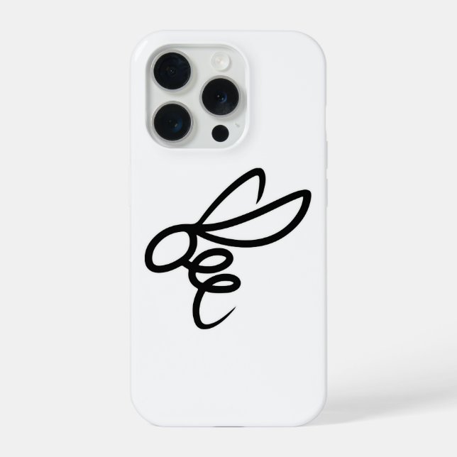 Minimalist Bee Line Art Design – Modern Simple Bee iPhone Case (Back)