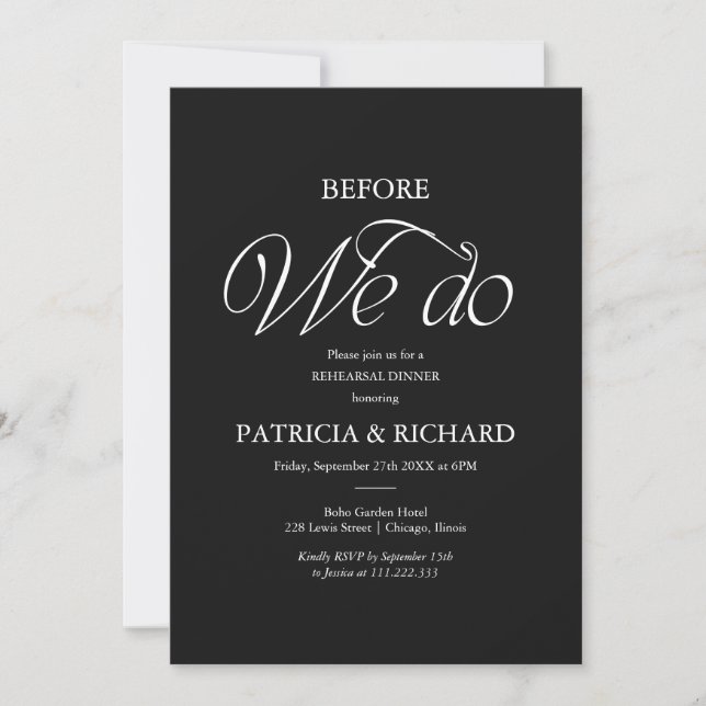 Minimalist Before We Do Rehearsal Dinner Invitation (Front)