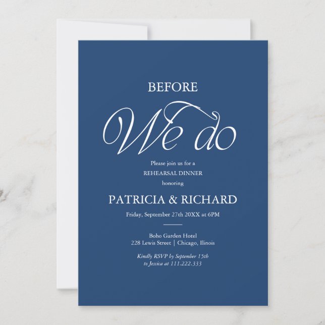 Minimalist Before We Do Rehearsal Dinner Invitation (Front)