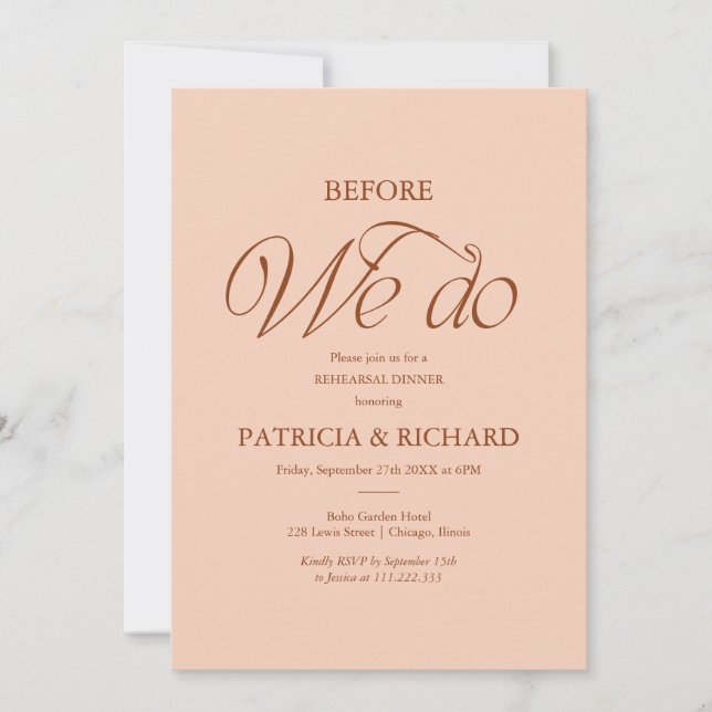 Minimalist Before We Do Rehearsal Dinner Invitation (Front)