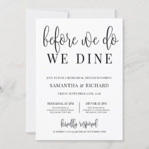 Minimalist Before we do we dine rehearsal dinner Invitation