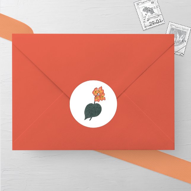 Minimalist Begonia Flower Wedding Classic Round Sticker (Creator Uploaded)