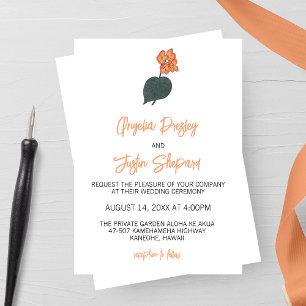 Minimalist Begonia Flower Wedding Invitation