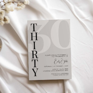 Minimalist Beige 30th Birthday Party Invitation
