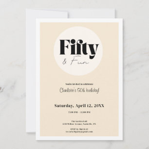 Minimalist Beige 50th Birthday Invitation 