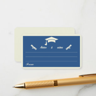 Minimalist Beige And Blue Graduation Advice Enclosure Card