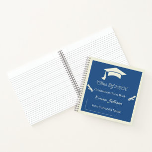 Minimalist Beige And Blue Graduation Customisable Notebook