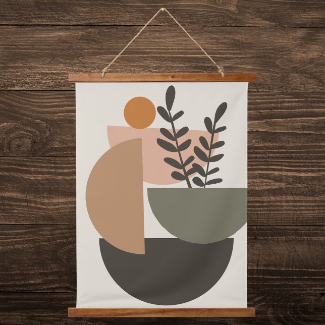 Minimalist Beige and Green Botanical Hanging Tapestry (Creator Uploaded)