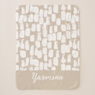 Minimalist beige and white abstract pattern sherpa blanket