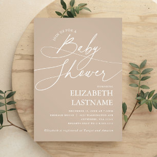 Minimalist Beige Baby Shower  Invitation