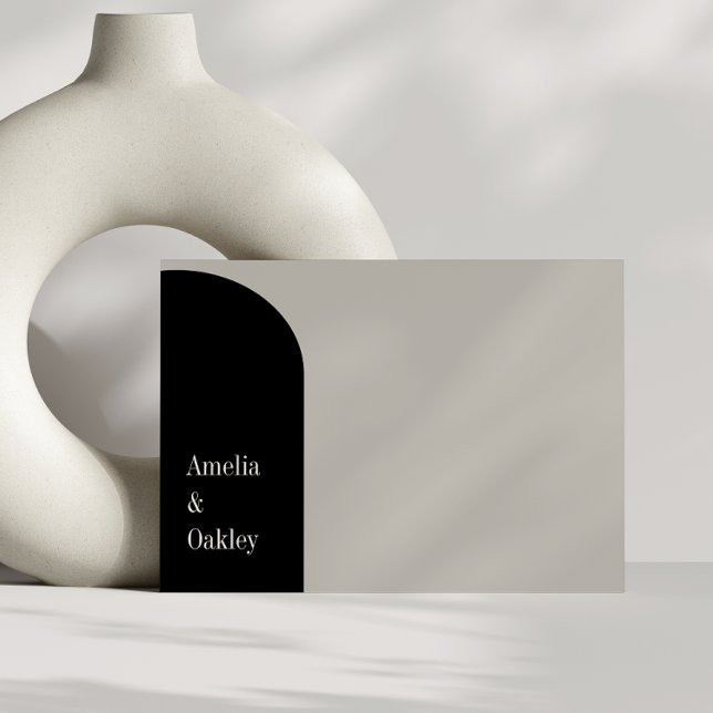 Minimalist Beige Black Elegant Arch Modern Wedding Thank You Card (Creator Uploaded)