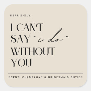 Minimalist Beige Bridesmaid Proposal Candle Label