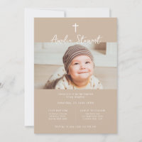 Minimalist beige cream photo baptism christening