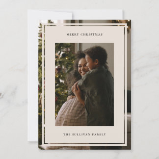 Minimalist Beige Frame Photo Holiday Card