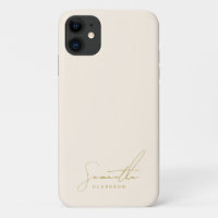Minimalist Beige & Gold Handwritten Cursive Script