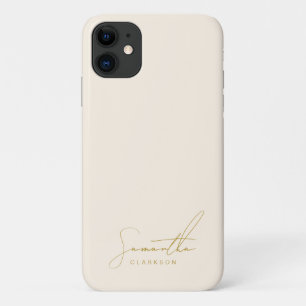 Minimalist Beige & Gold Handwritten Cursive Script Case-Mate iPhone Case