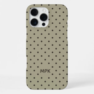Minimalist Beige Gray Custom Monogram Polka Dot iPhone 16 Pro Max Case