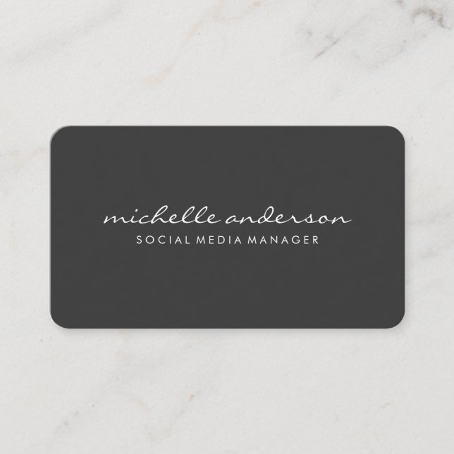 Minimalist Beige Grey Cursive Text Business Card (Front)