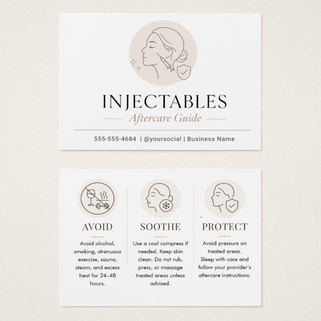 Minimalist Beige Injectables Aftercare Guide  (Front & Back)