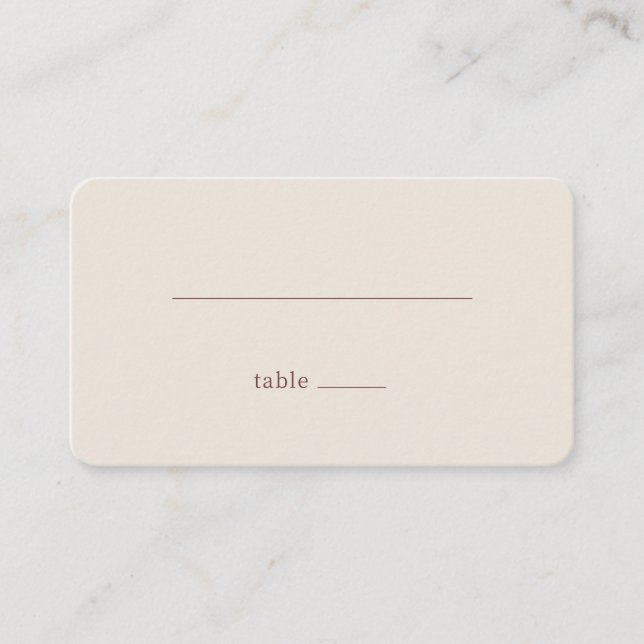 Minimalist Beige Line Place Card (Front)