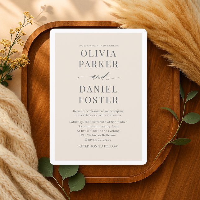 Minimalist Beige Neutral Elegant Wedding Invitation (Creator Uploaded)
