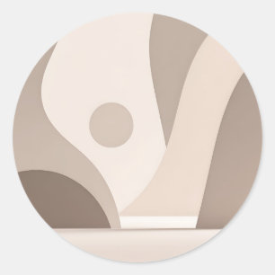 Minimalist Beige Organic Abstract Shapes Classic Round Sticker