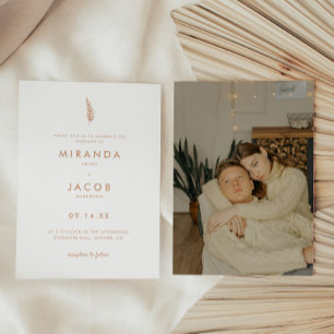 Minimalist Beige Palm Leaf Wedding Invitation