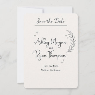 "Minimalist Beige Save the Date Card"
