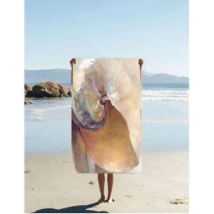 Minimalist Beige Seashell Vintage Beach Towel
