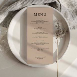Minimalist Beige Simple Wedding Menu Card