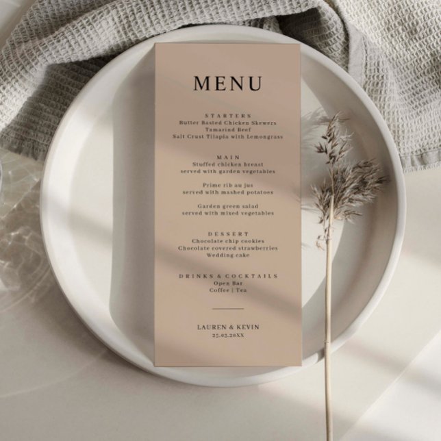 Minimalist Beige Simple Wedding Menu Card (Creator Uploaded)