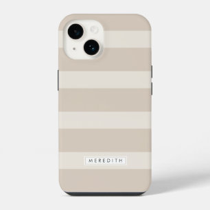 Minimalist Beige Stripe Name Case-Mate iPhone Case