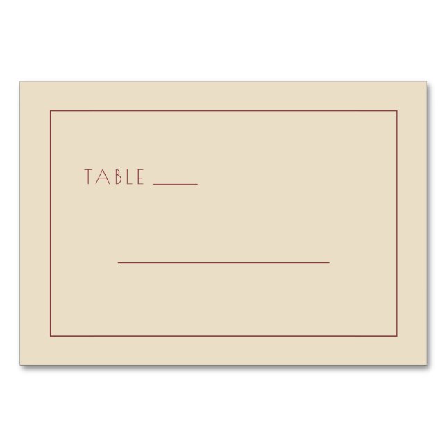 Minimalist Beige Table Label Number (Front)