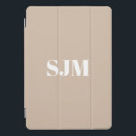 Minimalist beige tan custom monogram initials iPad pro cover<br><div class="desc">Minimalist Custom beige tan and white monogram initials name modern elegant chic neutral personalised iPad Pro Cover</div>