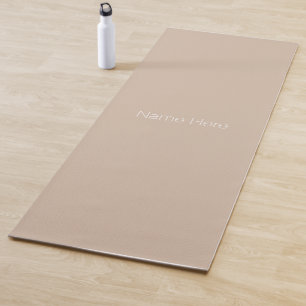 Minimalist beige tan custom name monogram yoga mat