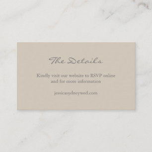 Minimalist Beige Taupe Script Wedding Website Enclosure Card