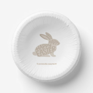 Minimalist Beige Typography Rabbit Paper Plate
