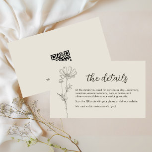 Minimalist Beige Wedding Details Enclosure Card