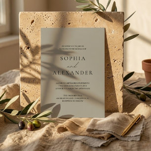 Minimalist Beige Wedding Elegant Modern Invitation