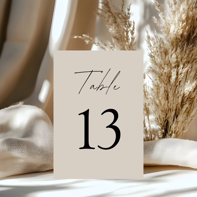 Minimalist Beige Wedding Modern  Table Number (Creator Uploaded)