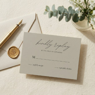 Minimalist Beige Wedding RSVP Card